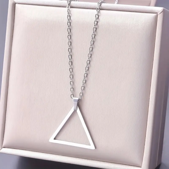 Stainless Steel Triangle Necklace - Picture 2 of 3
